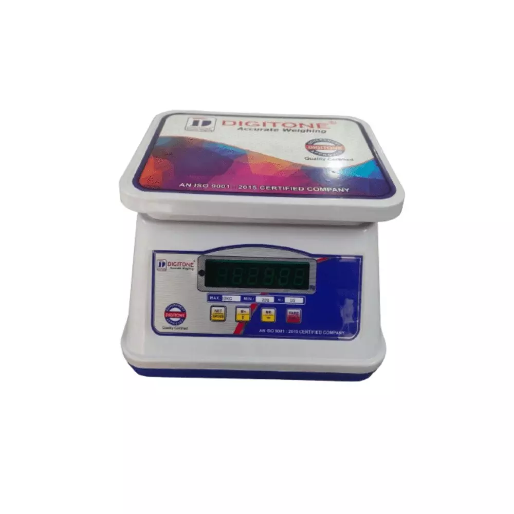 DIGITONE Compact & Precise Weighing Scale 210 x 150 mm Platform Size 20 Kg Capacity 40 Hours Battery Backup, DGT 20 ABS GATTU
