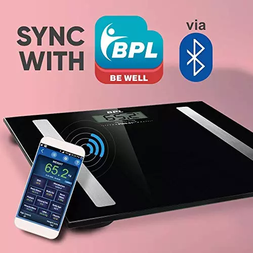BPL Bluetooth Enabled Weighing Machine Black, PWS-01 BT
