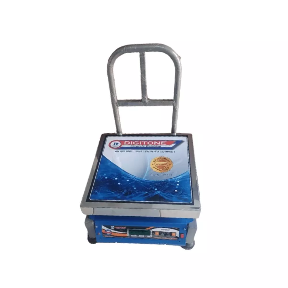 DIGITONE Weighing Scale 400 x 400 mm Platform Size 100 Kg Capacity Up to 40 Hours Battery Backup, DGC 100 Kisan Scale