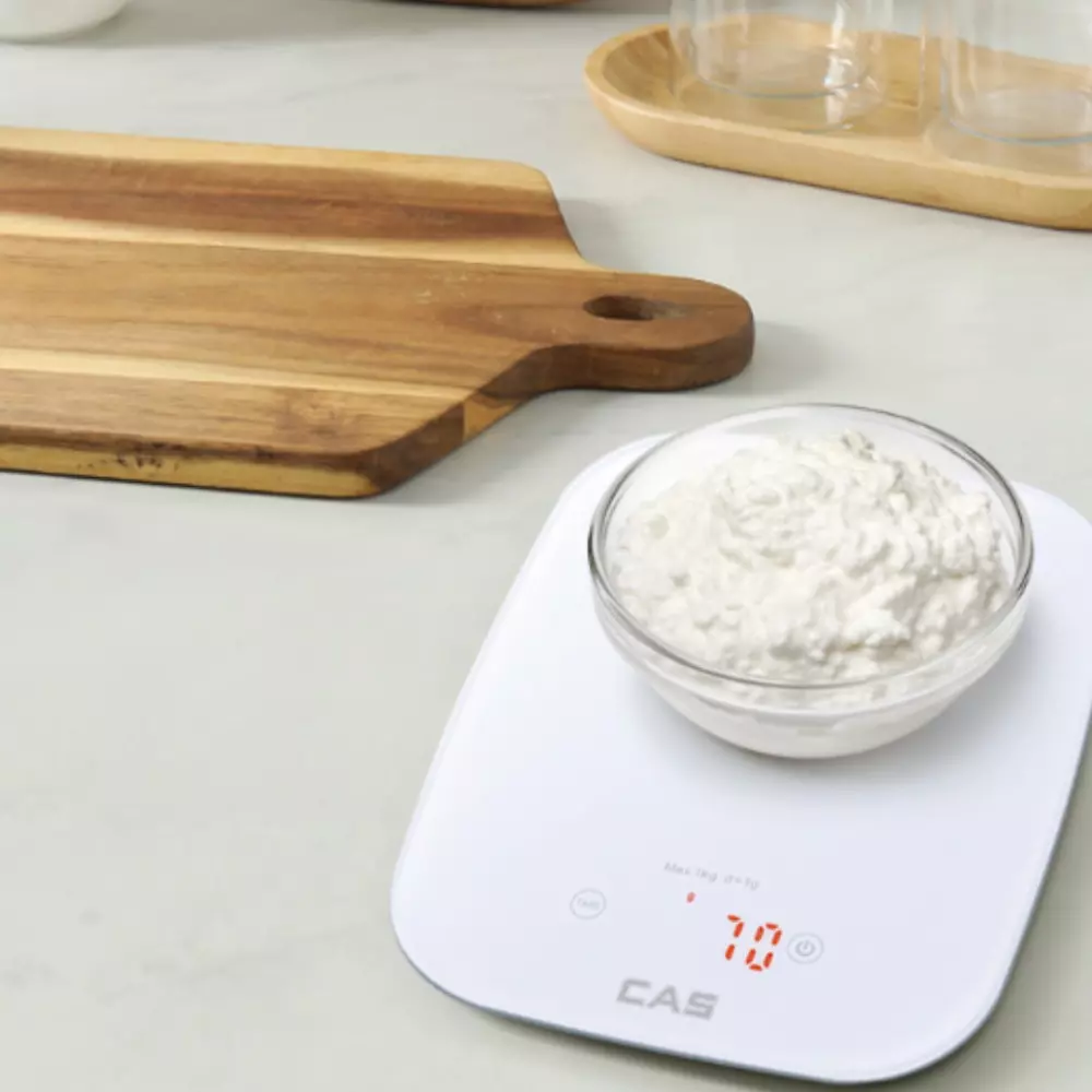 CAS Digital Kitchen Scale 1 Kg Capacity 230 x 190 mm Pan Size ABS, Glossy Tuffen Glass, K24