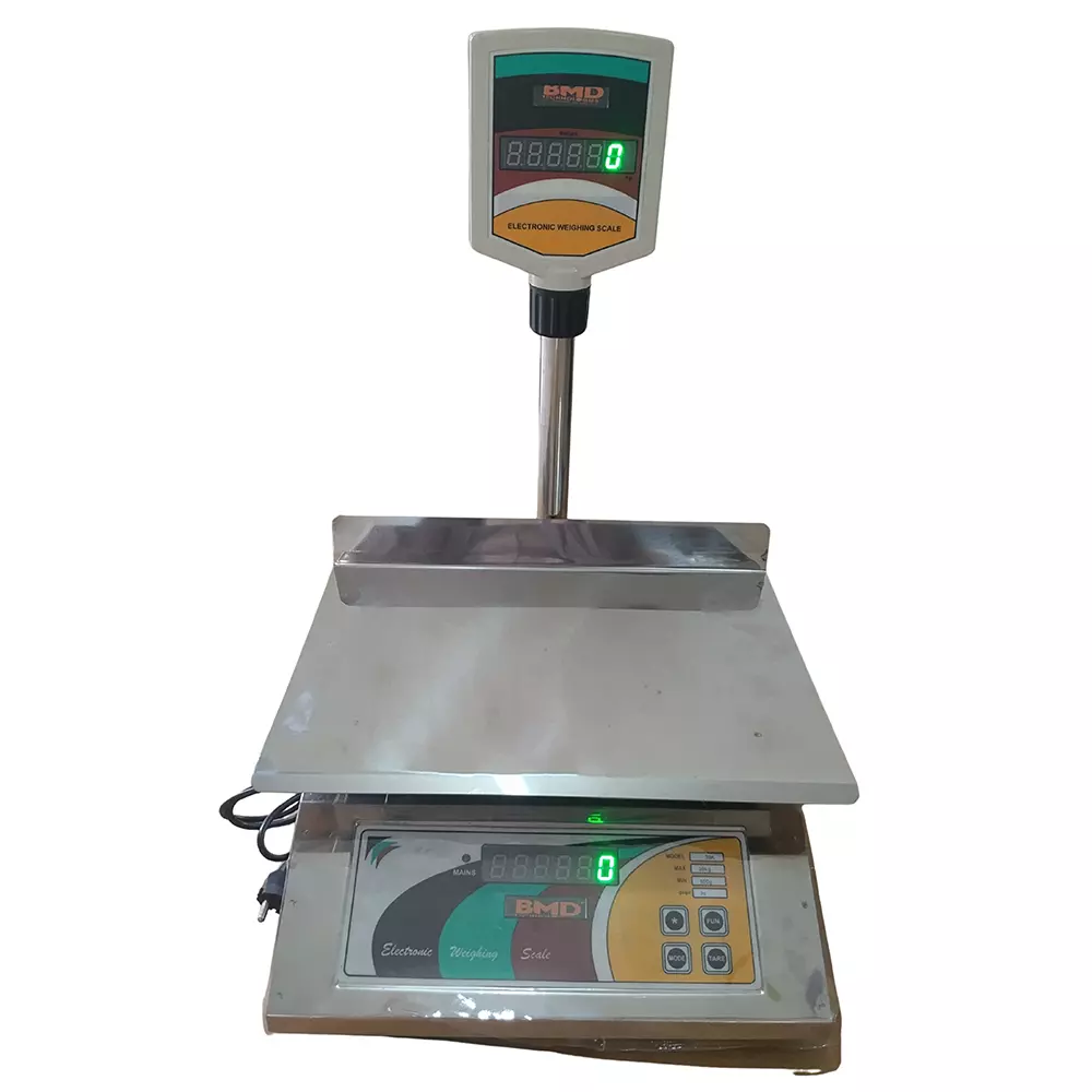 BMD Technologies Weighing Machine 30 Kg Capacity Stainless Steel Body 350x240 mm with Pole, BMD/20261005