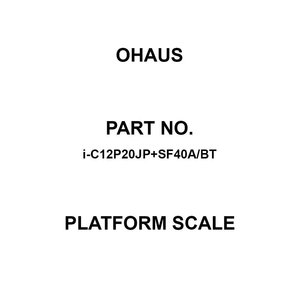 OHAUS Platform Scale 20 Kg Maximum Capacity 280x316 mm Platform Size, i-C12P20JP+SF40A/BT