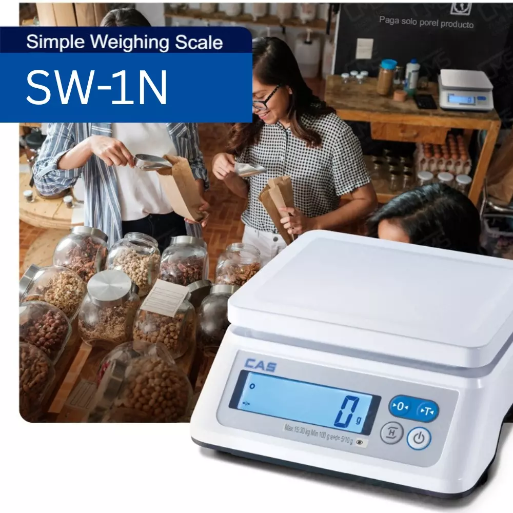 CAS Professional Digital Weighing Scale 6 Kg Capacity Stainless Steel Platform LCD&nbsp;Display Alkaline Battery, SW-1N