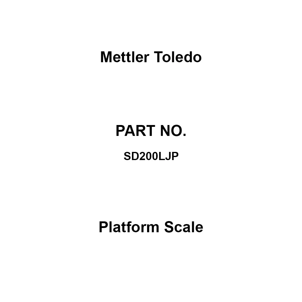 Mettler Toledo Platform Scale 200 Kg Maximum Capacity 100 g Minimum Reading kg Unit of Weighing, SD200LJP