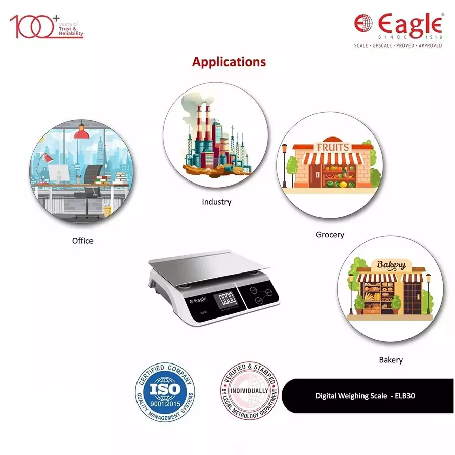 Eagle Electronic Weight Machine 2g/5 g Accuracy 30 Kg Weighing Capacity Plastic, ELB-30 (Pack of 20)