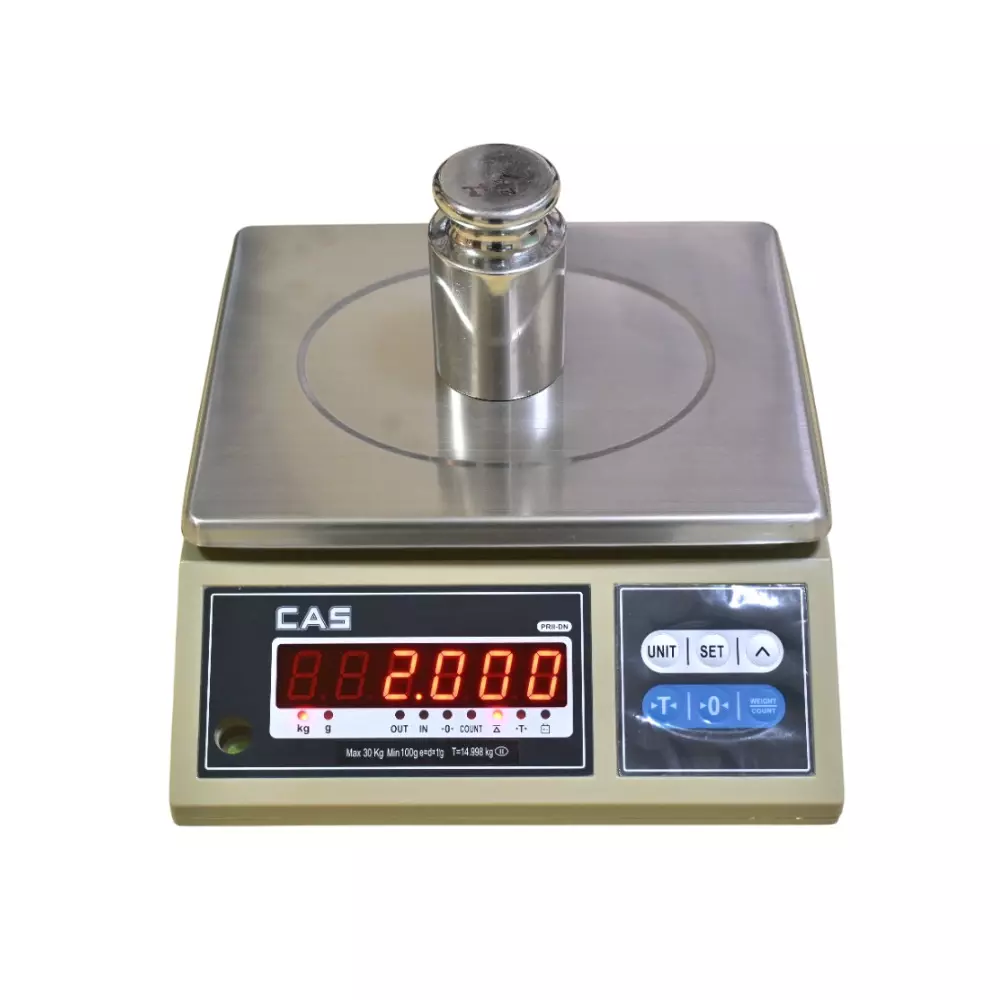 CAS Pan Weighing Scale Stainless Steel 15 Kg Weighing Capacity 0.5 g Accuracy, PRII-DN-15kg /0.5g