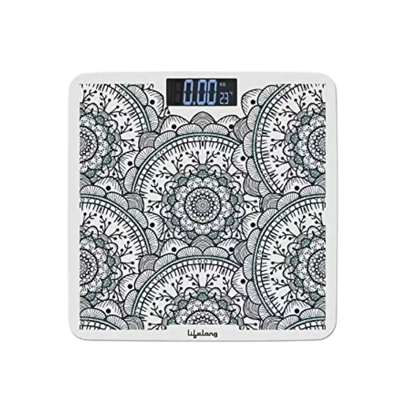 Lifelong Orissa Culture Weighing Scale LCD 180 Kg Capacity Ergonomic Design Grey Tempered Glass, LLWS81