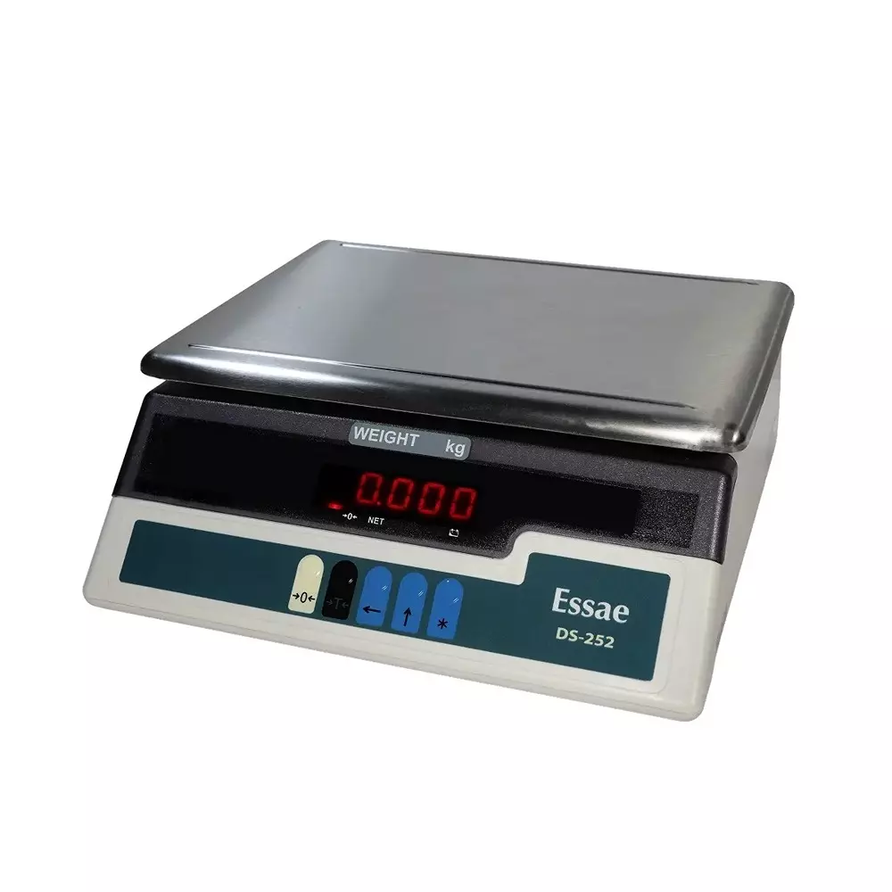 Essae Electronic Digital Scale 15 Kg Weighing Capacity 2 g Accuracy 302x227 mm Platform Size with 7-Segment LED Front/Back Display, DS-252