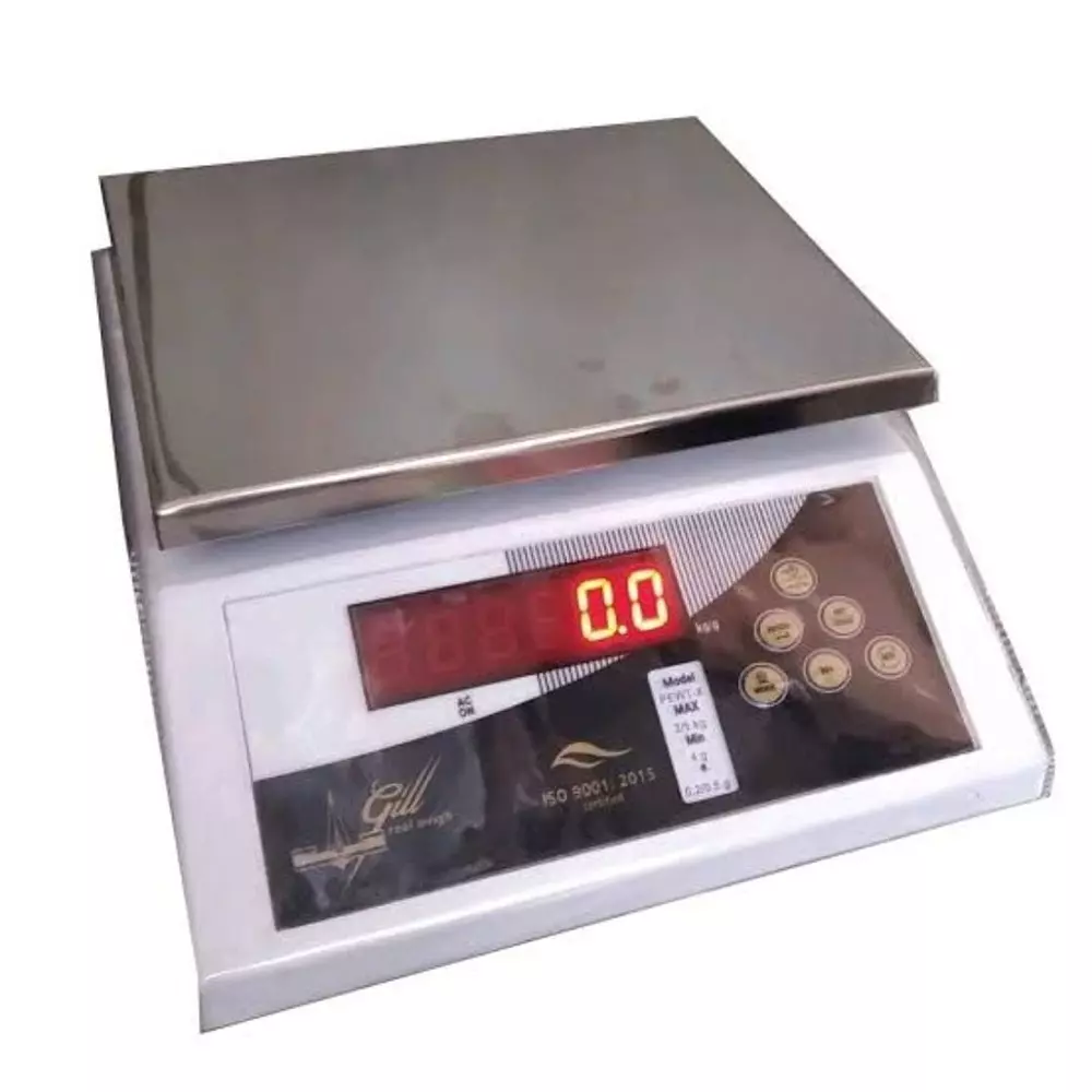 Gill 20 Kg Capacity Table Top Weighing Scale with 1/2 g Accuracy and 160 mm x 190 mm Stainless Steel Pan, G-TTS-X-SS-20