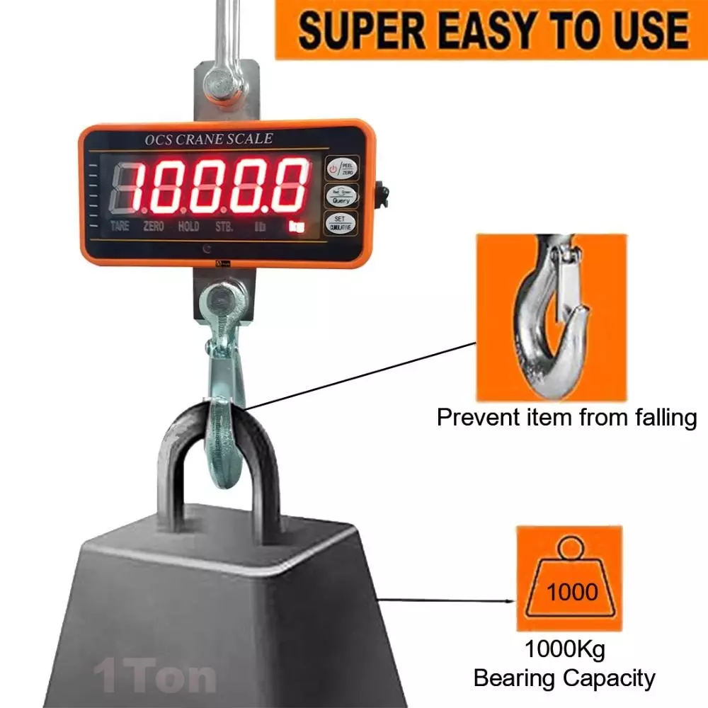 Voltz Mini Crane Hanging Scale with Remote Control, 1 Ton Capacity and Digital LED Display