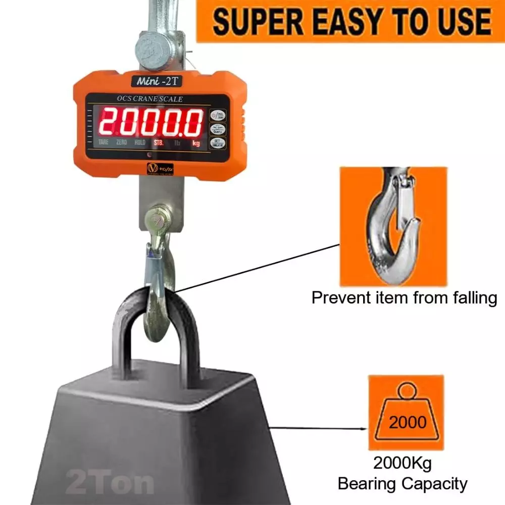 Voltz Mini Crane Hanging Scale with Remote Control, 2 Ton Capacity and Digital LED Display