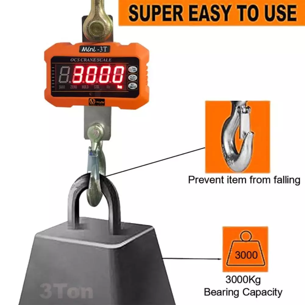 Voltz Mini Crane Hanging Scale with Remote Control, 3 Ton Capacity and Digital LED Display