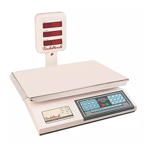 Goldtech Digital Price Computing Scale 30 Kg Max. Weight Capacity 6-Digit LED Display (Front & Rear), White