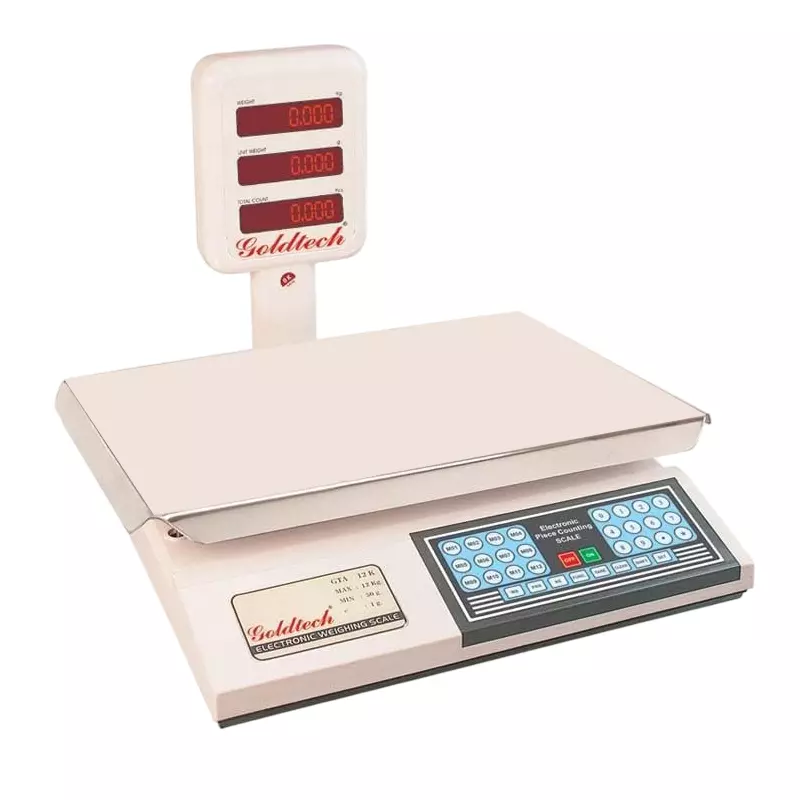 Goldtech Digital Piece Counting Scale 15 Kg Max. Weight Capacity 6-Digit LED Display, White
