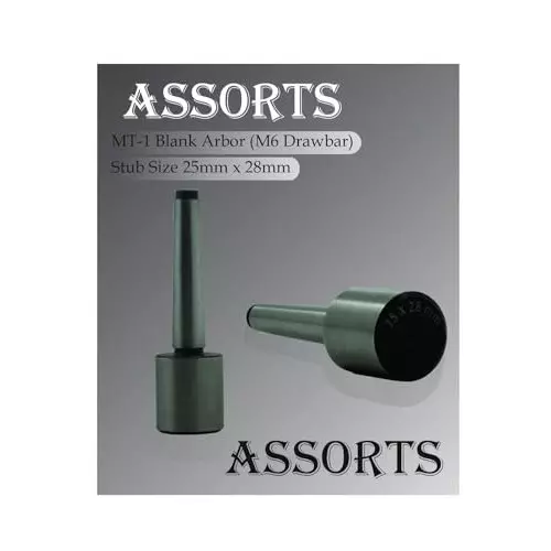 Assorts Soft Blank End Arbor Cast Iron, & Steel 25x28 mm Size MT1 Morse Taper Threaded Type