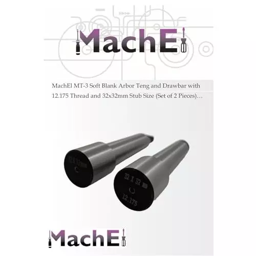MachEl MT3 Soft Blank Arbor with Drawbar 12.175 mm Thread, 32x32 mm Stub (Set of 2)