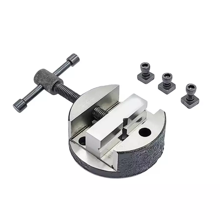 Buyohlic International Small Round Vice 80 mm Base Diameter for 3 inch (75 mm) and 4 inch (100 mm) Rotary Table and 3 x Fixing T Nuts, 85-31OU-5N9K