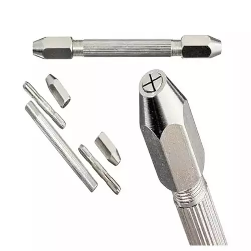Buyohlic International Double Sided Pin Vice with Reversible Collets On Each End with 0.1 mm to 3 mm Collet 1, 0.5 mm to 2 mm Collet 2 Size Range, N6-77G8-5JVB