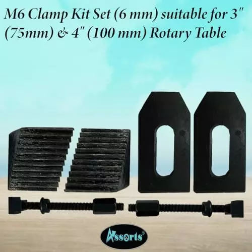 Assorts Clamp Kit Set Tool Steel 6 mm M6 Thread for 3 Inch (75 mm) & 4 Inch (100 mm) Rotary Table