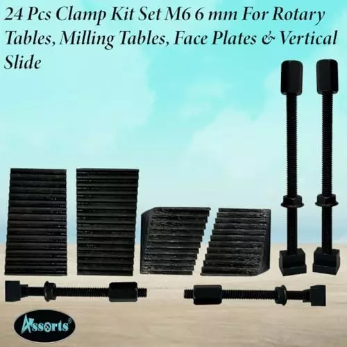 Assorts Clamp Kit Set Tool Steel 6 mm M6 Thread for Rotary Table (Pack of 24)