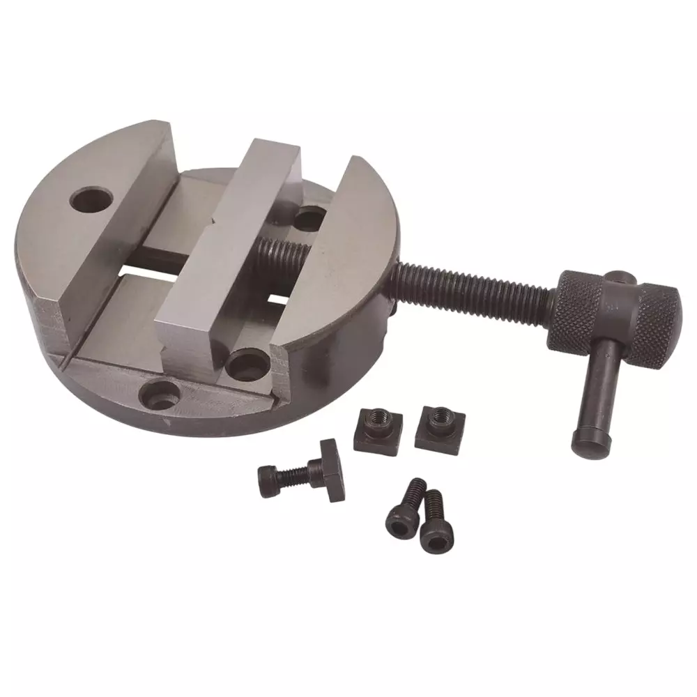 HHIP Rotary Table Vice Low Profile with V Grooves 3 Mounting Holes and 4 inch (100 mm) Size, WO-5YD2-177T