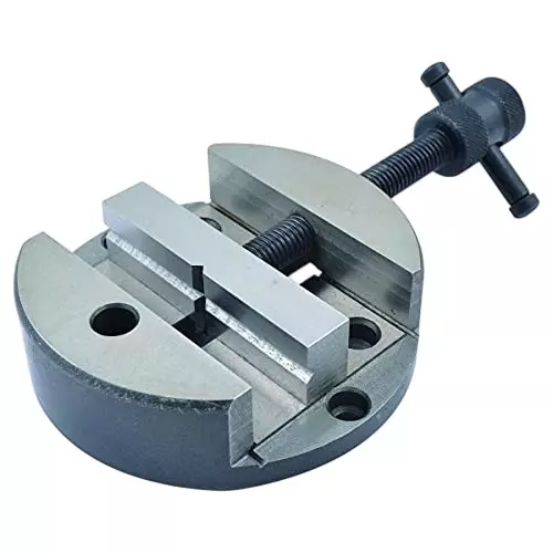 HHIP Rotary Table Vice Low Profile with V Grooves 3 Mounting Holes and 4 inch (100 mm) Size, WO-5YD2-177T