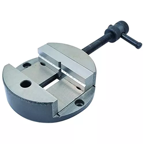 HHIP Rotary Table Vice Low Profile with V Grooves 3 Mounting Holes and 4 inch (100 mm) Size, WO-5YD2-177T