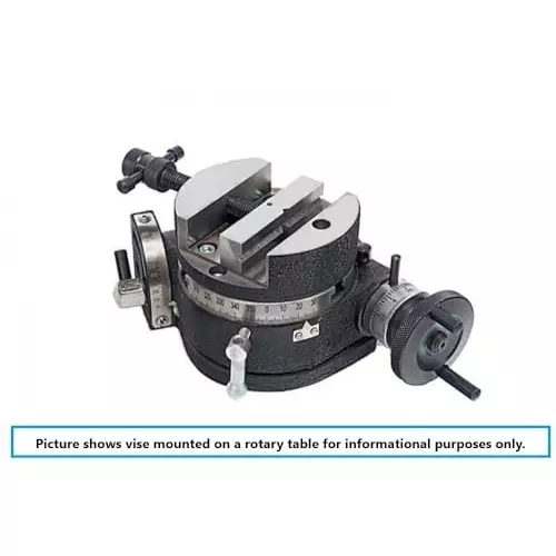 HHIP Rotary Table Vice Low Profile with V Grooves 3 Mounting Holes and 4 inch (100 mm) Size, WO-5YD2-177T