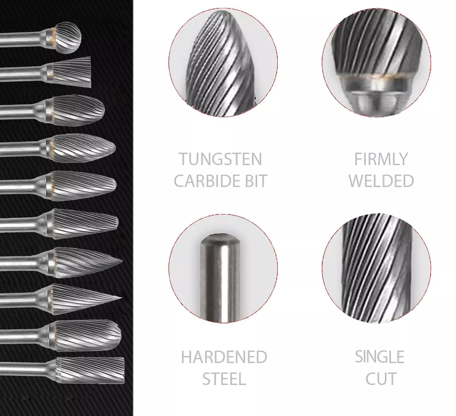 MECRAAF Cylindrical with Radius End Single Cut Burr Cutter 16 m Head Dia. And 25 mm Length, BC-B5S