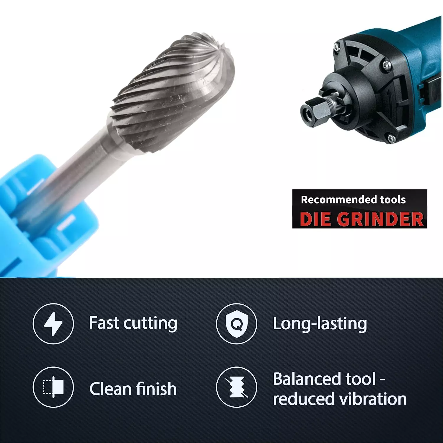 MECRAAF Cylindrical with Radius End Single Cut Burr Cutter 9.5 mm Head Dia. And 19 mm Length, BC-B3S