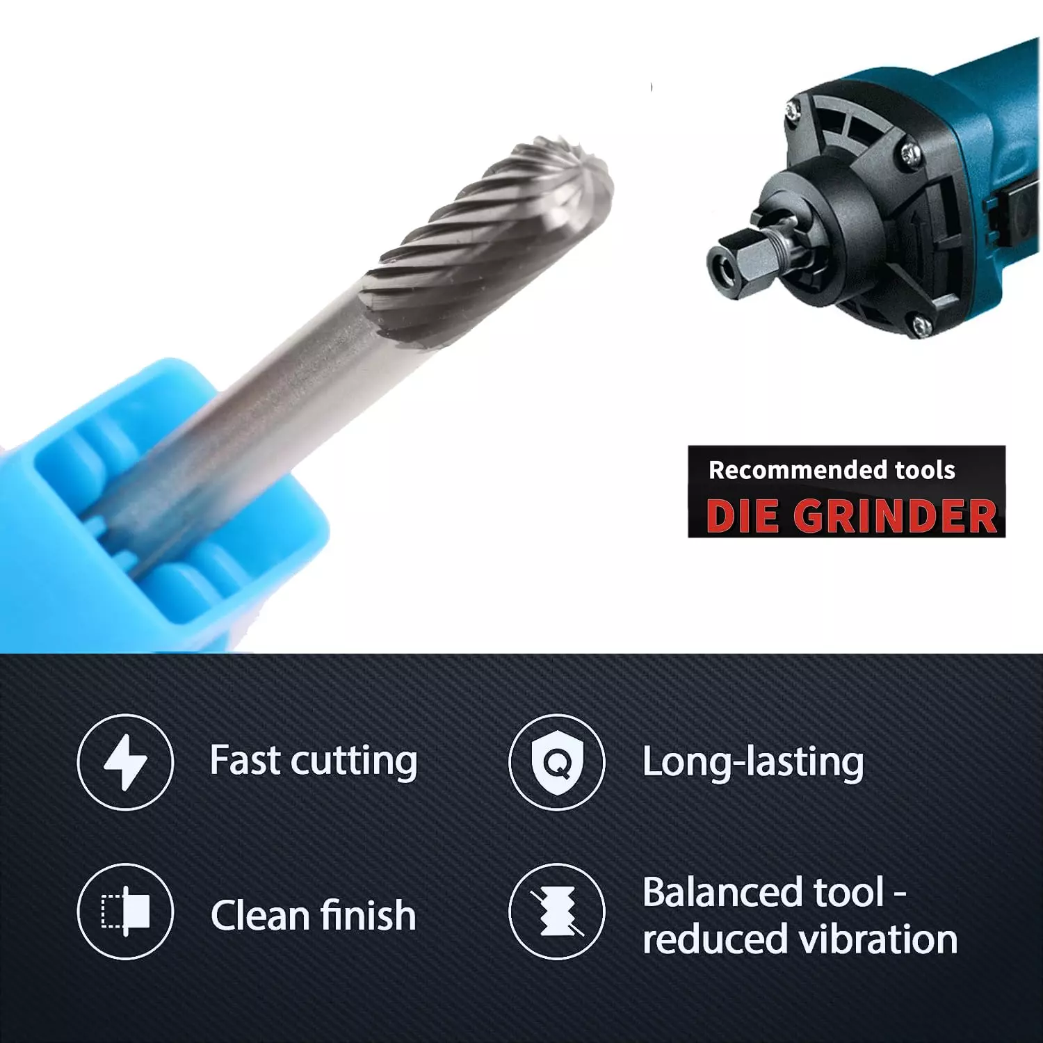 MECRAAF Cylindrical with Radius End Single Cut Burr Cutter 6 mm Head Dia. And 20 mm Length, BC-B1S