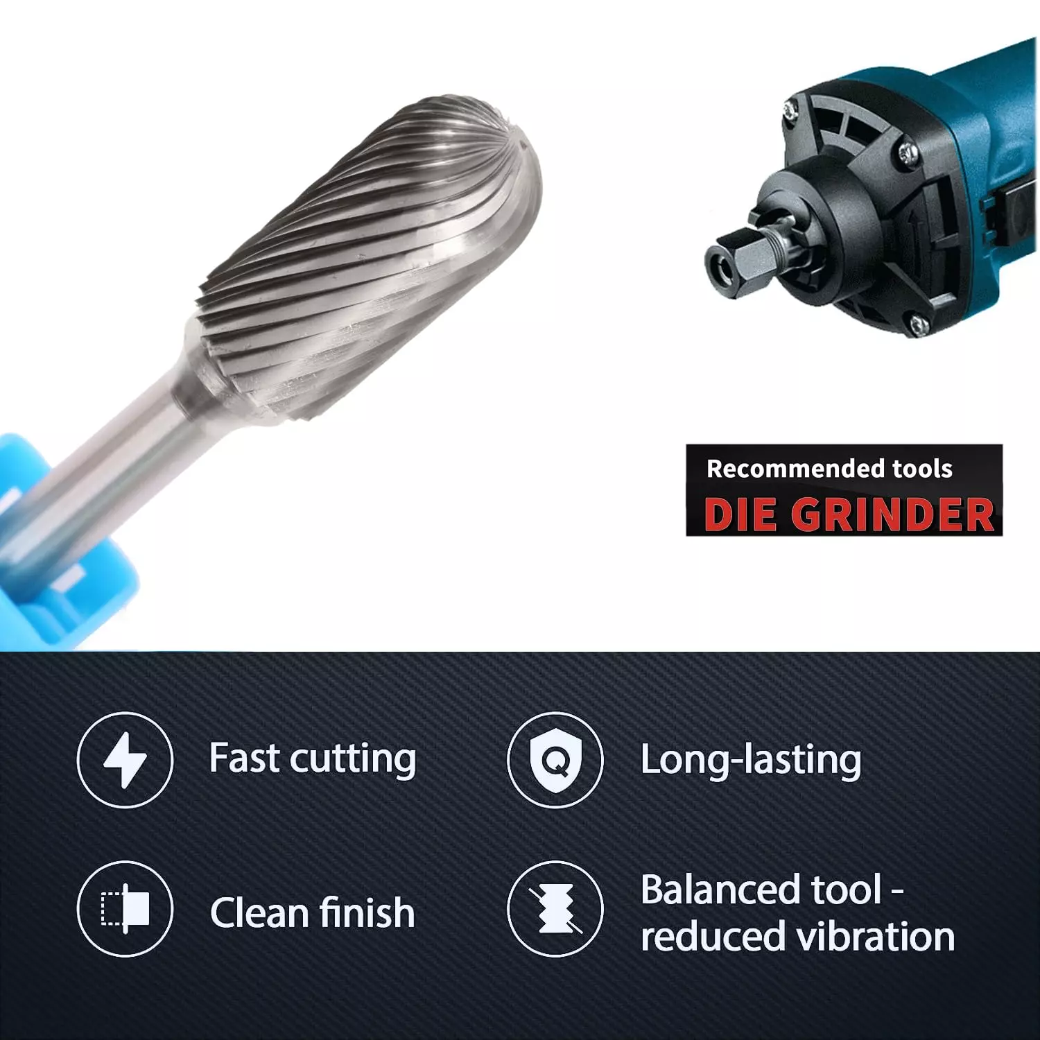 MECRAAF Cylindrical with Radius End Single Cut Burr Cutter 12.7 mm Head Dia. And 19 mm Length, BC-B4S