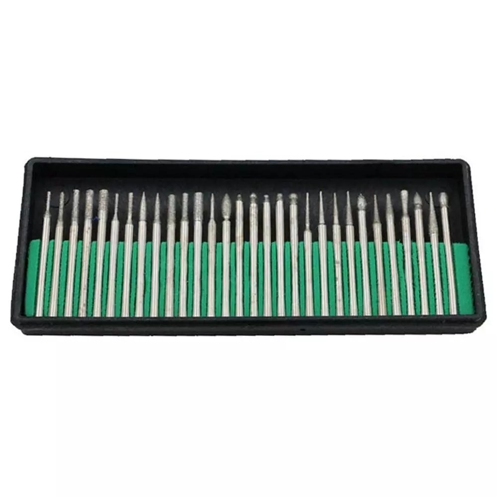 DY TOOLS Diamond Burr Bit Drill Kit 3 mm Shank Straight Flute (Pack of 30)
