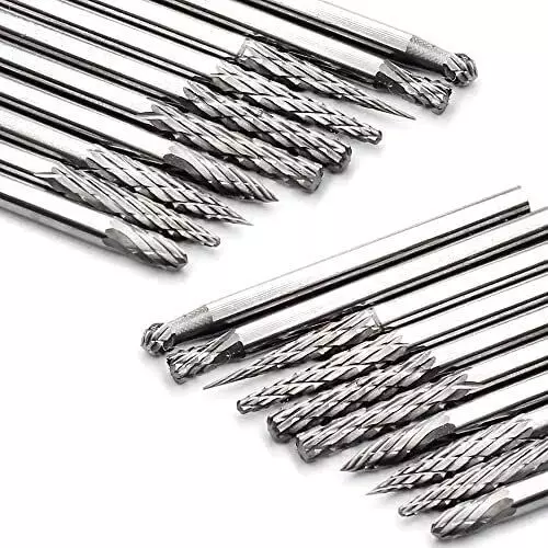 DY TOOLS Rotary Burr Set Tungsten Carbide 90° Cutting Angle 3 mm Shank Size (Pack of 20)