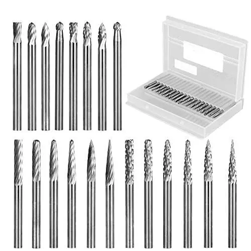 DY TOOLS Rotary Burr Set Tungsten Carbide 90° Cutting Angle 3 mm Shank Size (Pack of 20)