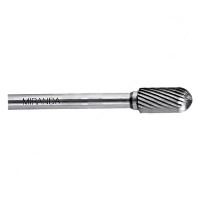 MIRANDA TOOLS Tungsten Carbide Rotary Burr Cylindrical Radius End Shape Double Cut, Head Diameter 12 mm and Overall Length 75 mm, BM6