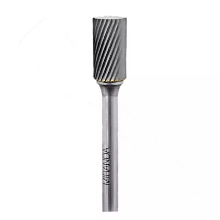 MIRANDA TOOLS Tungsten Carbide Rotary Burr Cylindrical Shape Double Cut, Head Diameter 6 mm and Overall Length 60 mm, CM2