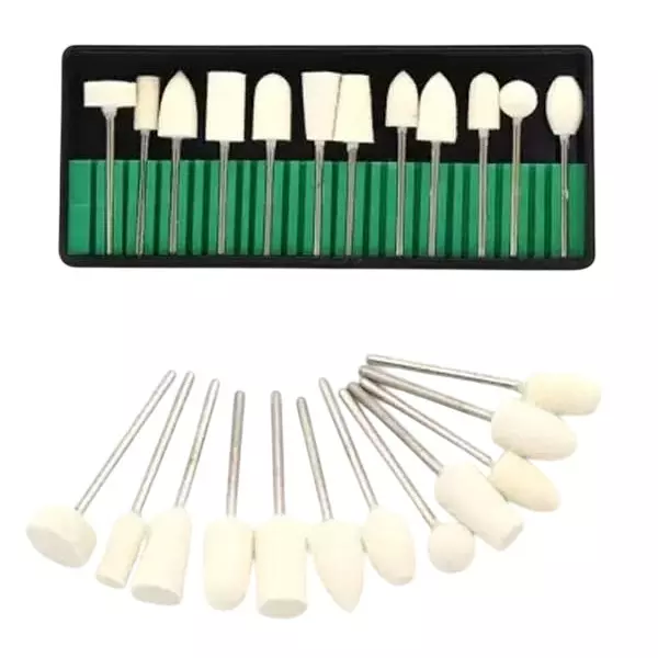 GENERIC Wool Felt Polishing Buffing Wheel Set Round Shank 3 mm (1/8 inch) Size Wool Felt (12 Pcs Set)