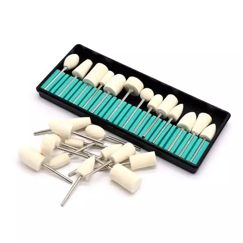 GENERIC Nail Drill Bit Set 12 Pcs Wool Felt Polishing Heads Multi Shape