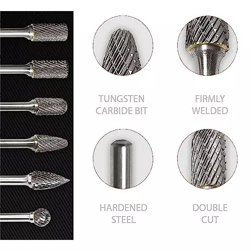 MECRAAF Double Cut Rotary Burr Cutter Cylindrical Type Super Grade Carbide 6 mm Shank Dia., BC-CE4D