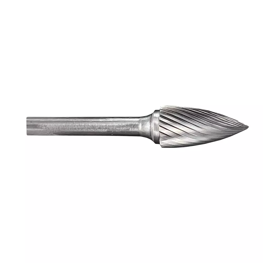 Shiballoy Tungsten Carbide Rotary Burr Tree Pointed Shape 6 mm Head Diameter and 65 mm Overall Length, CP0616