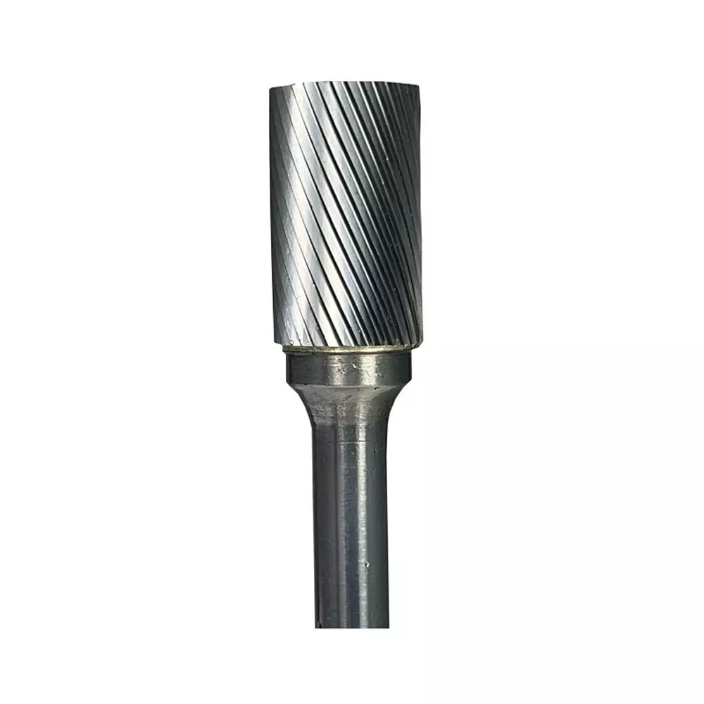 Shiballoy Tungsten Carbide Rotary Burr Cylindrical Edge Cut Shape 8 mm Head Diameter and 70 mm Overall Length, AE0820