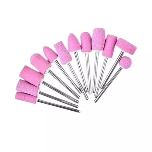GENERIC Stone Mandrel Mounted Buffing & Grinding Polishing Wheel Burs Bits 3 mm (1/8 inch) Shank, 12 Pcs Set for Metals & Non-Metals
