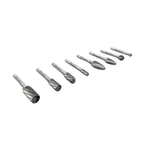Buyohlic International Rotary Tool Burr Set Wood and Stone Engraving Kit with Solid Tungsten Carbide Body 1/4 inch (6.3 mm) Shank and Plastic Case, 100-CS-155 (Set of 8)