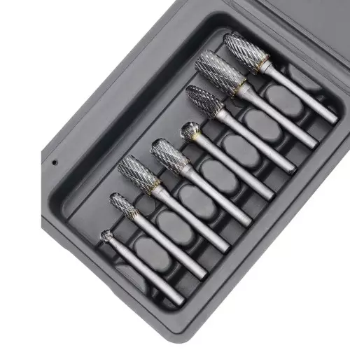 Buyohlic International Rotary Tool Burr Set Wood and Stone Engraving Kit with Solid Tungsten Carbide Body 1/4 inch (6.3 mm) Shank and Plastic Case, 100-CS-155 (Set of 8)