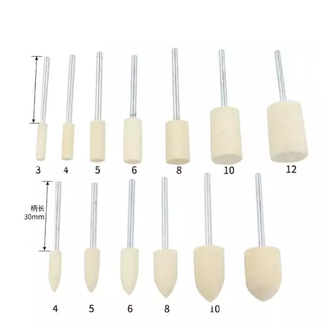 generic-13pcs-buffing-wheel-grinding-head-for-dremel-drill-3235mm-shank-4mm-5-piece-bullet--type-shank-diameterabout-3mm-off-white