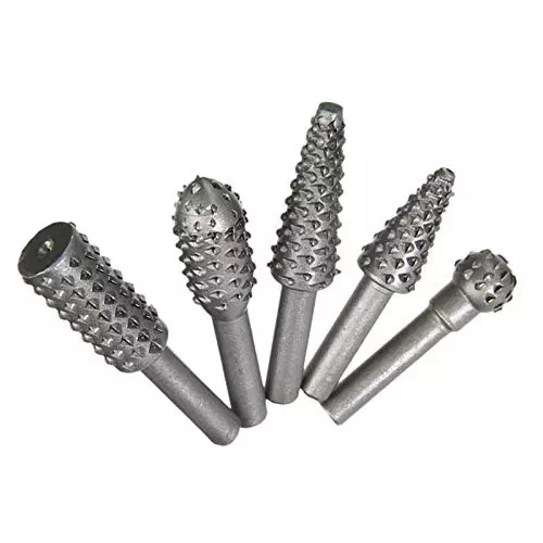 YADAV 5 Pcs Rotary Burr File Set 6 mm Shank Carbon Steel Wood Carving Rasp & Drill Bits Tool
