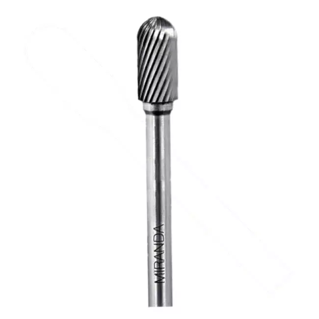 MIRANDA TOOLS Tungsten Carbide Rotary Burr Cylindrical Radius End Shape Double Cut, Head Diameter 6 mm and Overall Length 38 mm, MBM2