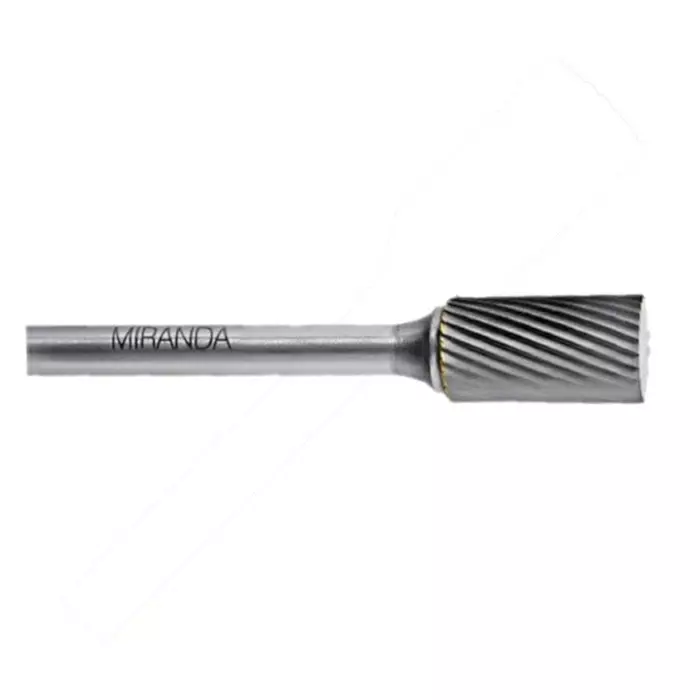 MIRANDA TOOLS Tungsten Carbide Rotary Burr Cylindrical Shape Double Cut, Head Diameter 6 mm and Overall Length 38 mm, MCM2