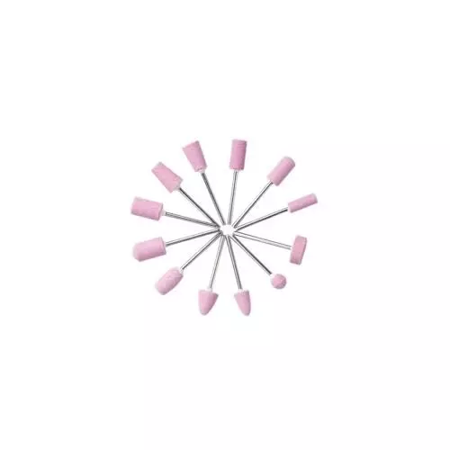 GENERIC Thinlan Pink Ceramic Nail Drill Bits 12 Pcs for Electric Nail Drill, Pedicure & Polishing